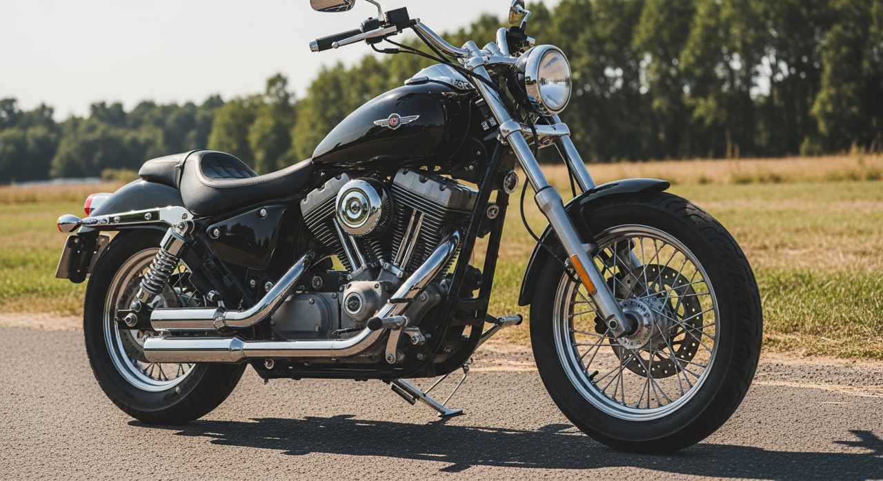 Motorista de aventura en una trail grande por una carretera mixta de tierra y asfalto – OutletBiker