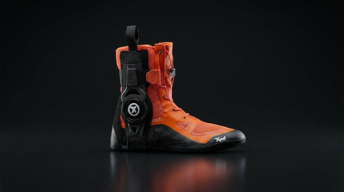 Par de botas de moto touring de la marca XPD sobre una superficie neutra – OutletBiker