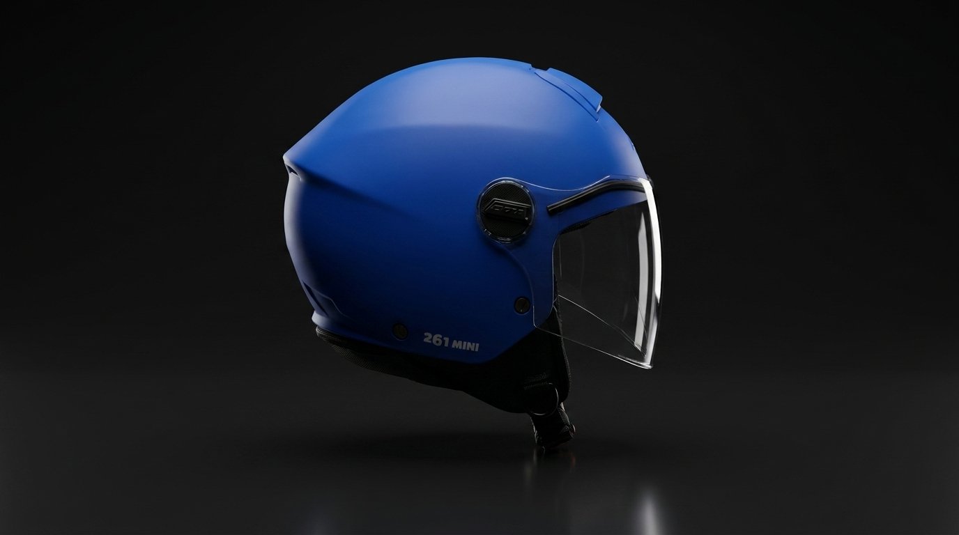 Casco de moto infantil sobre fondo neutro de estudio – OutletBiker