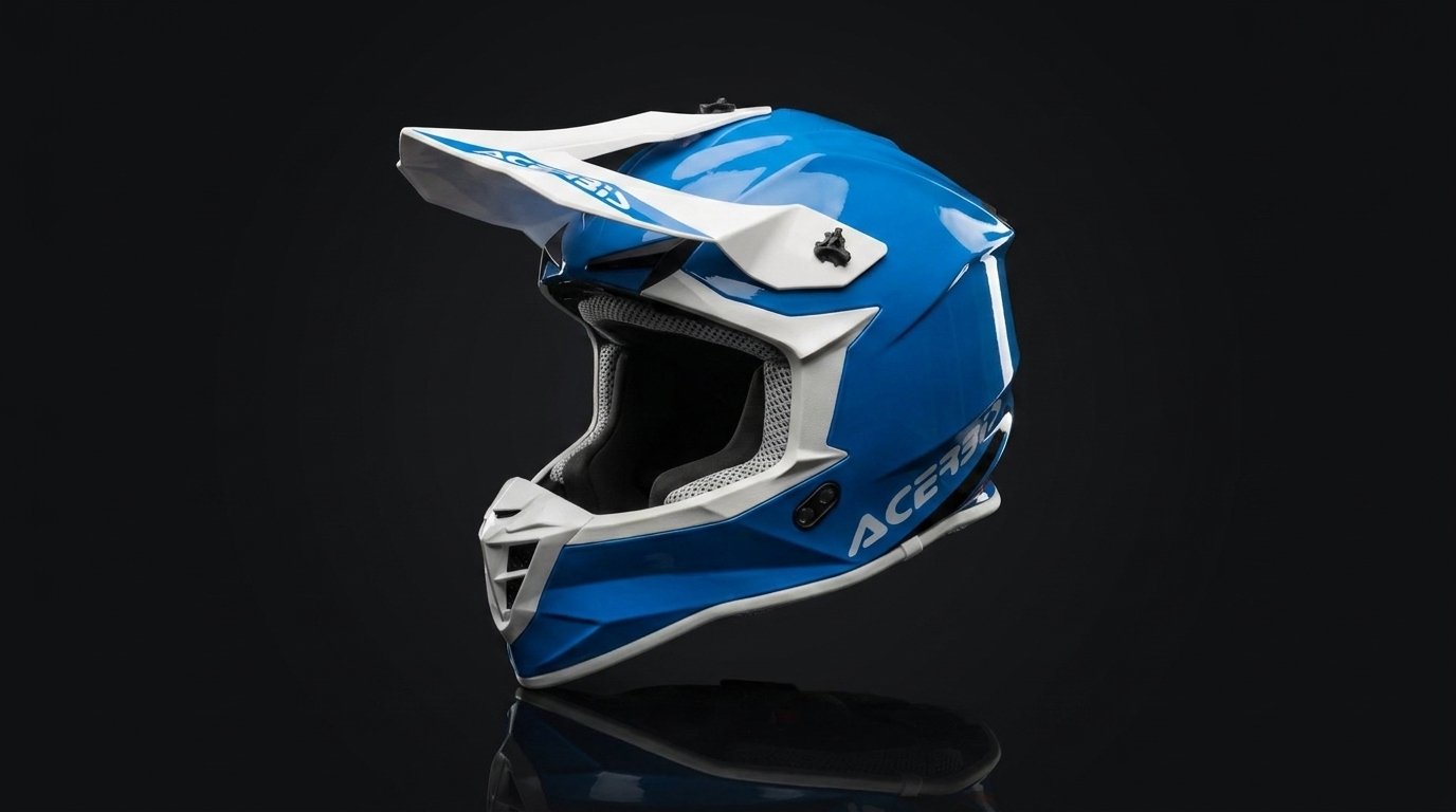 Cascos de moto integrales y modulares de varias marcas en la estantería de un outlet en Asturias – OutletBiker