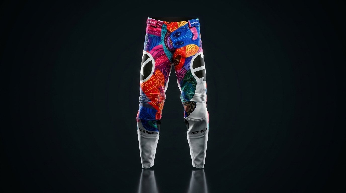 Varios pantalones de moto técnicos colgados en el perchero de una tienda – OutletBiker