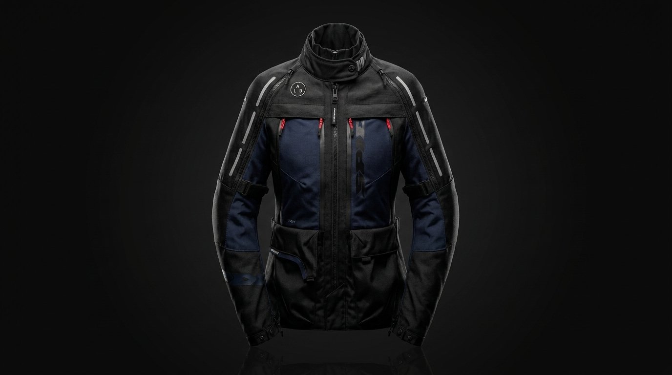 Motorista con equipación de moto de mujer bien ajustada junto a su moto – OutletBiker