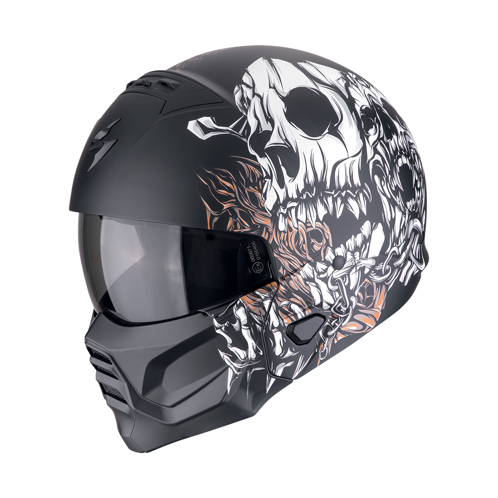 Casco Scorpion Exo-Combat II Genesis Mate Negro-Blanco-Oro