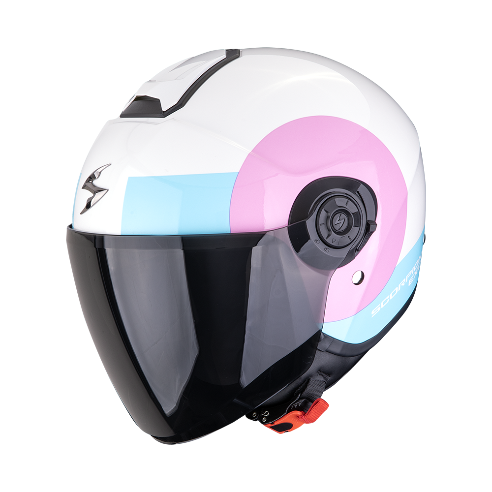 Casco Scorpion Exo-City II Sheer Blanco-Rosa-Azul Claro