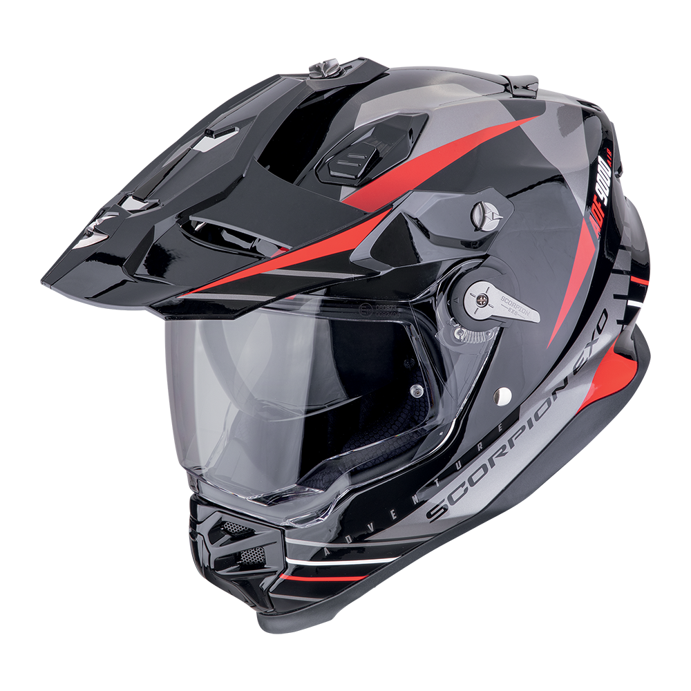 [184-472-163-02] Casco Scorpion Adf-9000 Air Feat Negro-Plata-Rojo (XS)