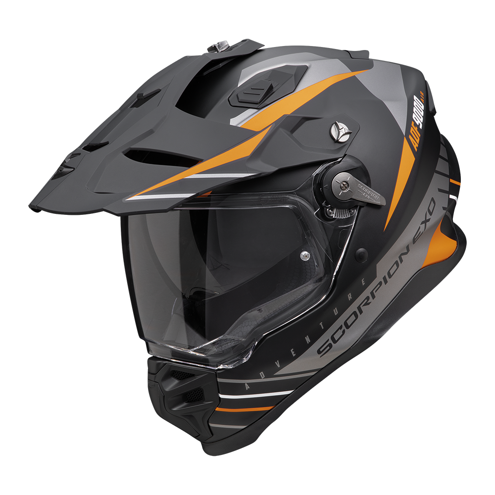 Casco Scorpion Adf-9000 Air Feat Mate Negro-Plata-Naranja