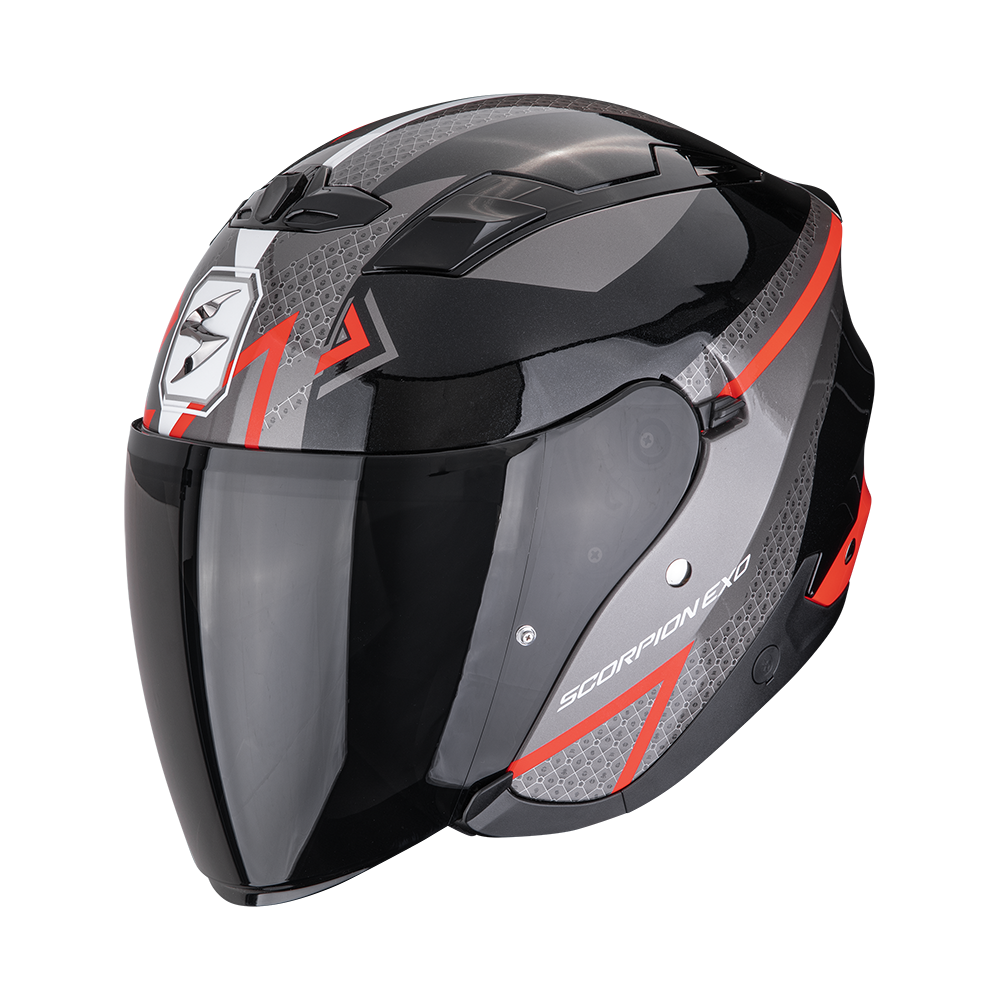 Casco Scorpion Exo-230 Loop Metálico Negro-Rojo
