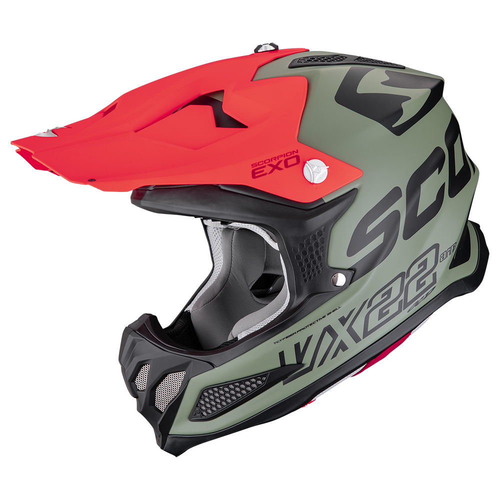 Casco Scorpion VX-22 Air Updown Mate Verde-Negro-Rojo