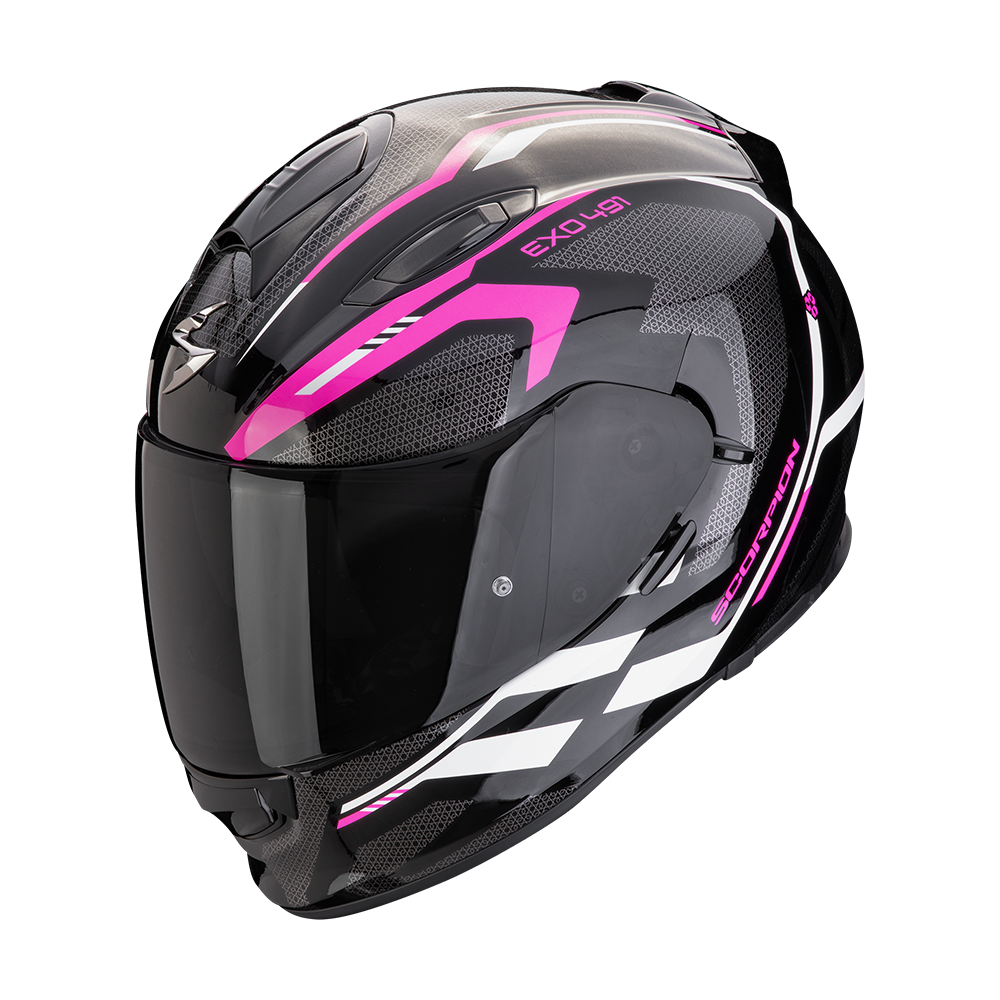 Casco Scorpion Exo-491 Kripta Negro Rosa Blanco