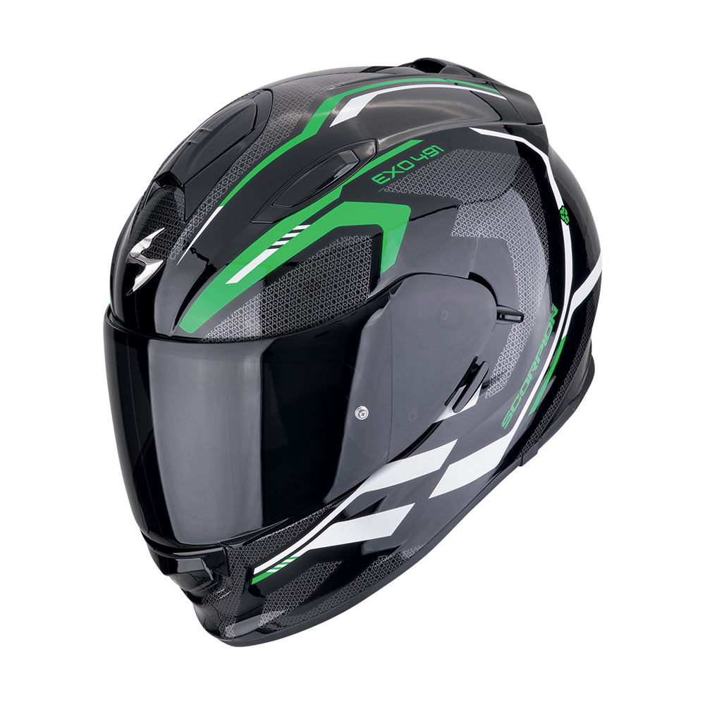 Casco Scorpion Exo-491 Kripta Negro Verde Blanco