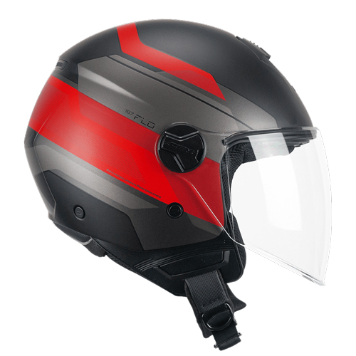 Casco Jet CGM 167K FLO City Negro Rojo Mate Larga