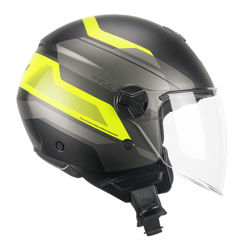 Casco Jet CGM 167K FLO City Negro Amarillo Flúor Mate Larga