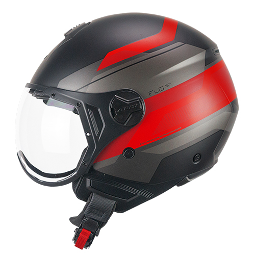 Casco Jet CGM 167K FLO City Negro Rojo Mate Perfilada