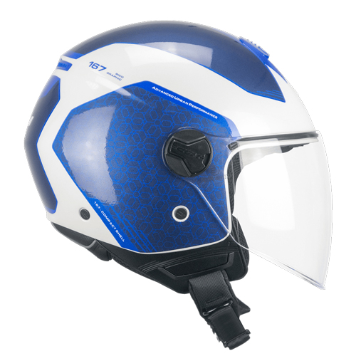 Casco Jet CGM 167L FLO Bico Blanco Azul Larga