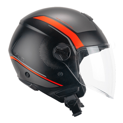 Casco Jet CGM 167M FLO DOT Negro Naranja Flúor Mate Larga