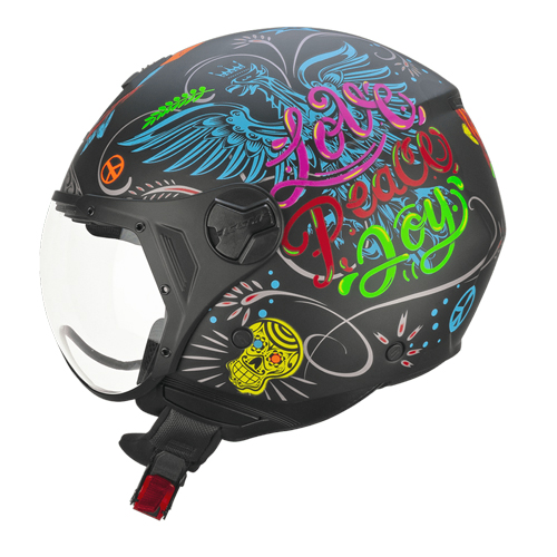 Casco Jet CGM 167S FLO JOY Negro Azul Claro Verde Mate Perfilada