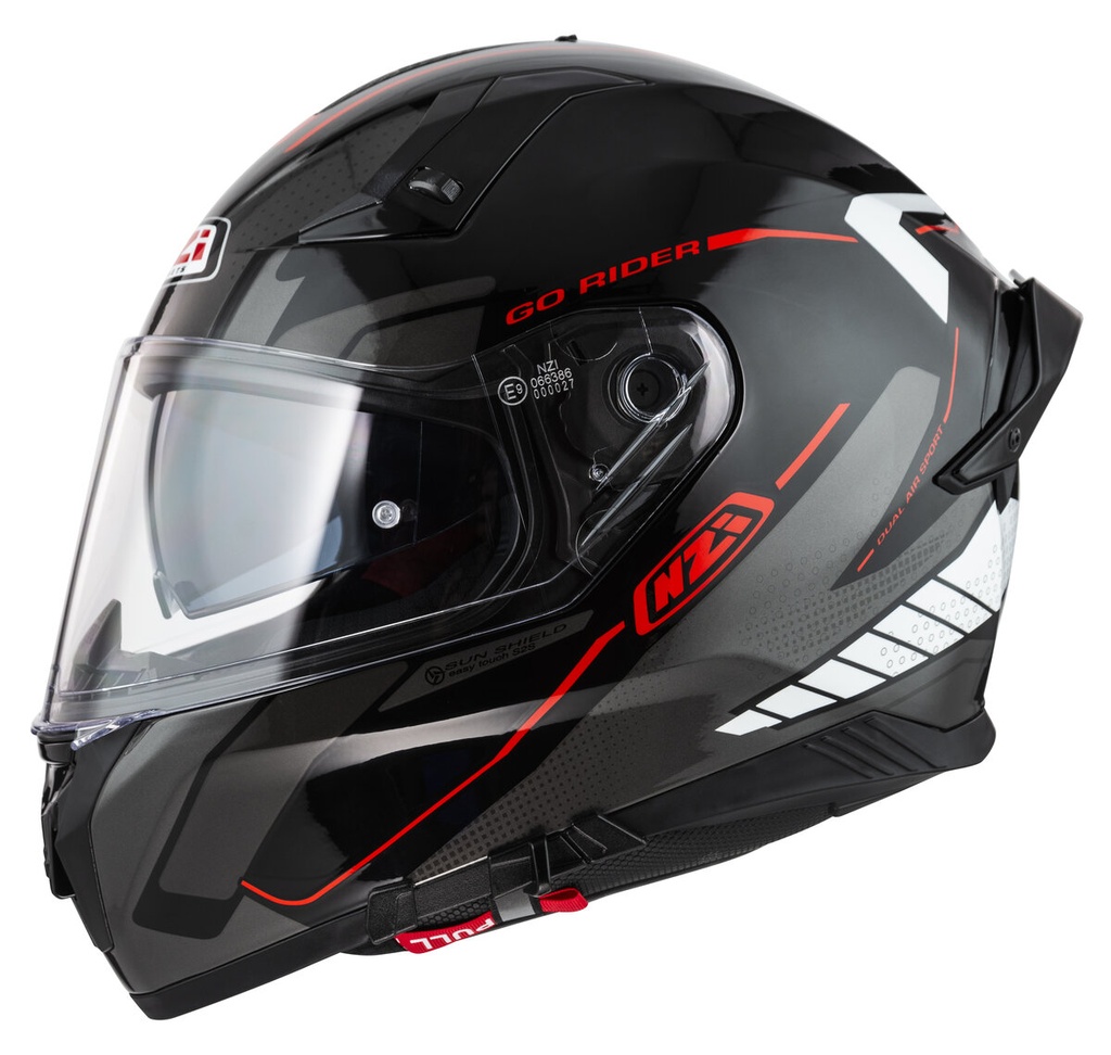 Casco Integral NZI Go Rider Stream Duo Motion Negro Antracita Blanco