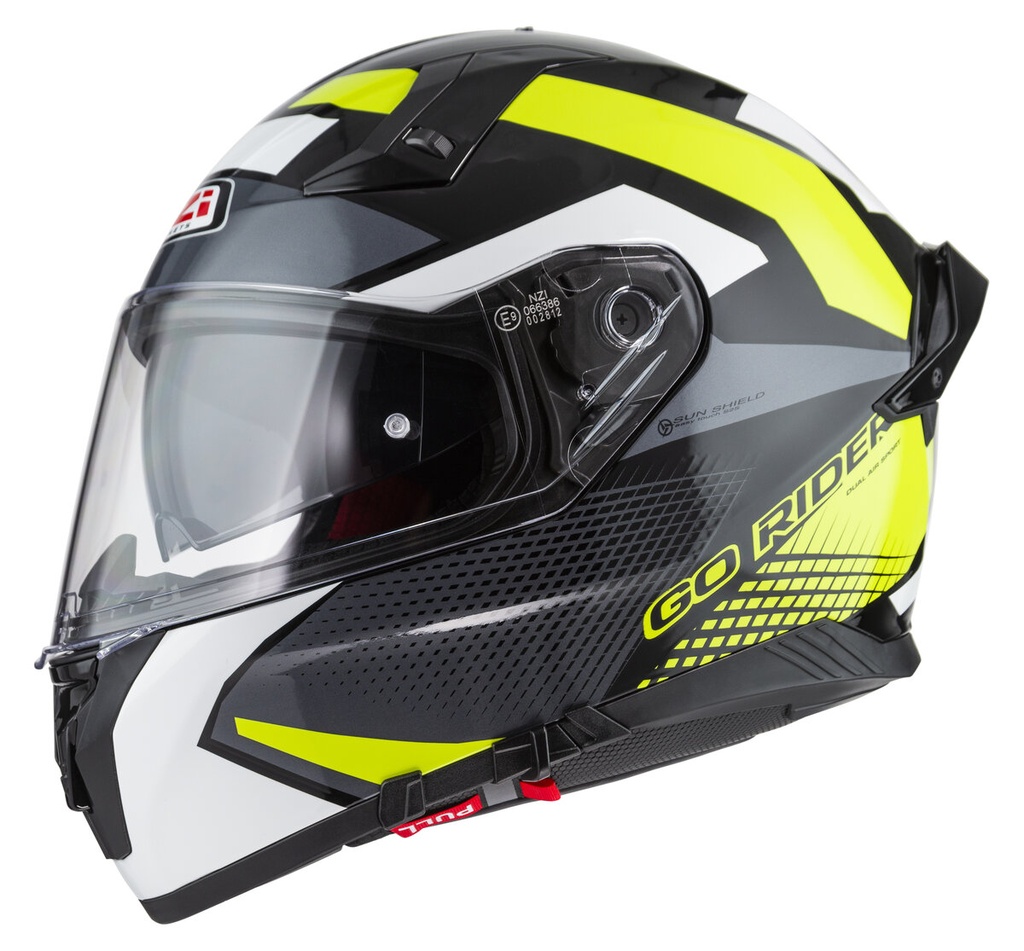Casco Integral NZI Go Rider Stream Duo Quadri Negro Gris Amarillo