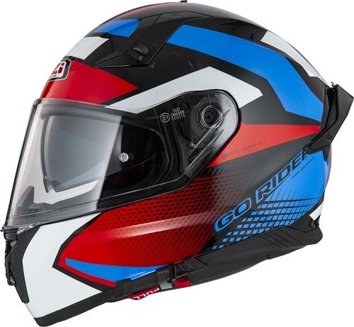Casco Integral NZI Go Rider Stream Duo Quadri Negro Rojo Azul
