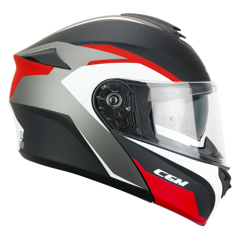 Casco Modular CGM 568G BER Dresda Negro Rojo Mate