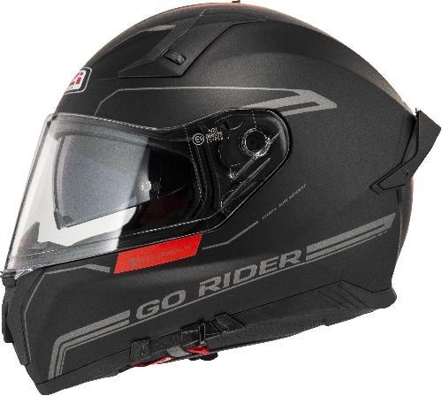 Casco Integral NZI Go Rider Stream Duo Solid Nouveau Negro Rojo Mate