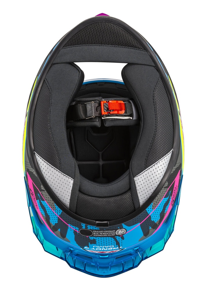 [150374A001V2 XS] Casco Integral NZI Trendy 3 Stream Camu Azul Neon Rosa Azul S Mate Transparente + Tintada Visera (XS)