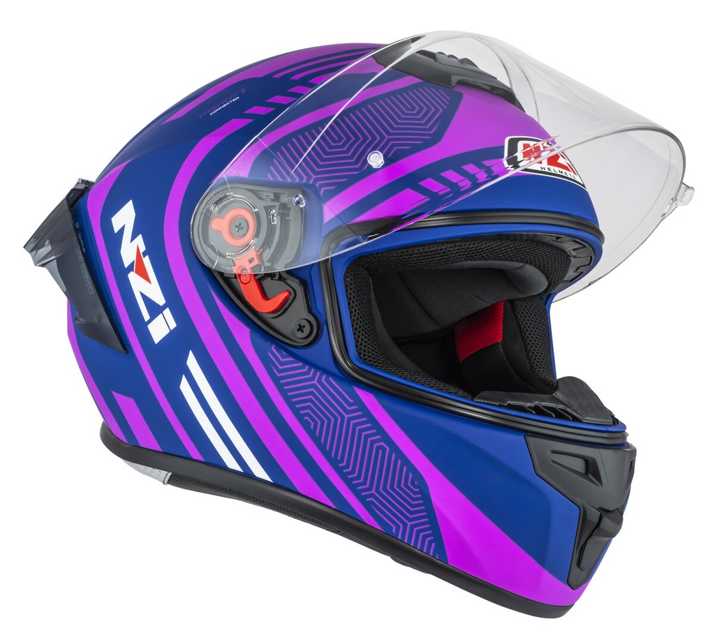 Casco Integral NZI Trendy 3 Stream Connected Oscuro Azul Rosa Mate