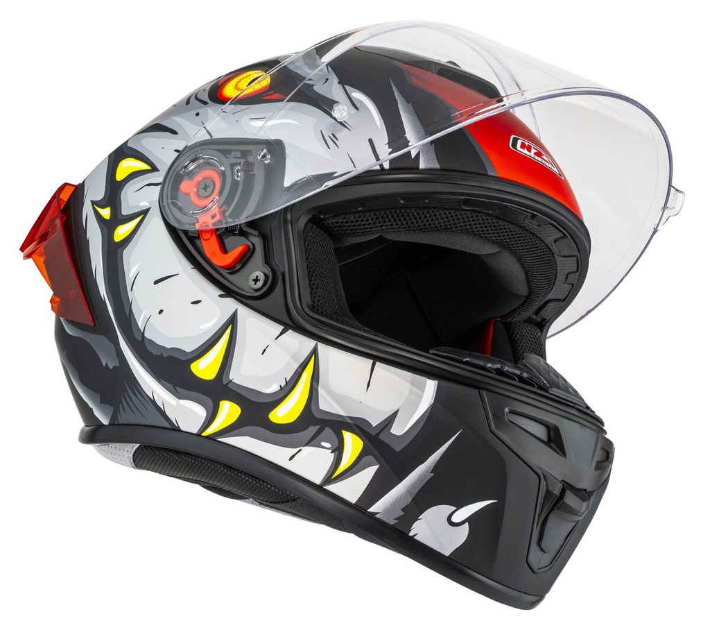 Casco Integral NZI Trendy 3 Stream Raptor Negro Gris Rojo S Mate Transparente + Tintada Visera