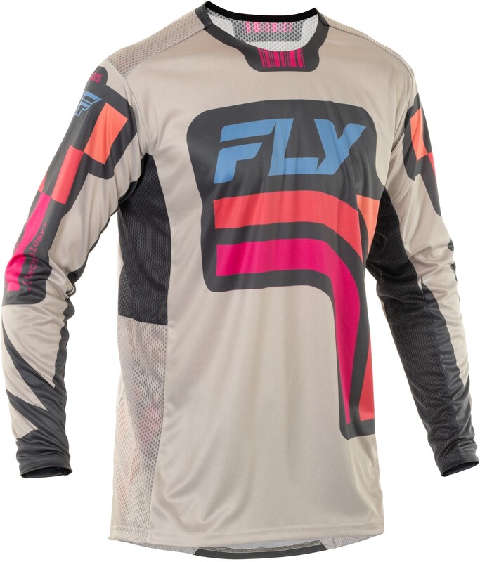 Camiseta FLY RACING Lite S.E. Vice - Gris claro / Rosa / Coral