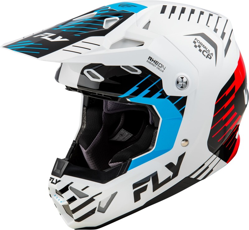 Casco FLY RACING Formula CP Slice - Blanco / Rojo / Cian