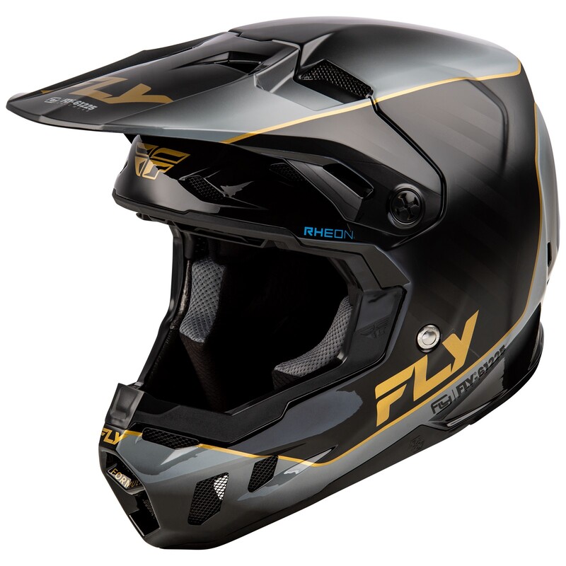 [73-4351X] Casco FLY RACING Formula CC L.E. Underglow - Negro / Gris / Oro