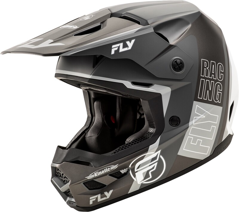 Casco FLY RACING Kinetic Rally - Gris mate / Negro / Blanco