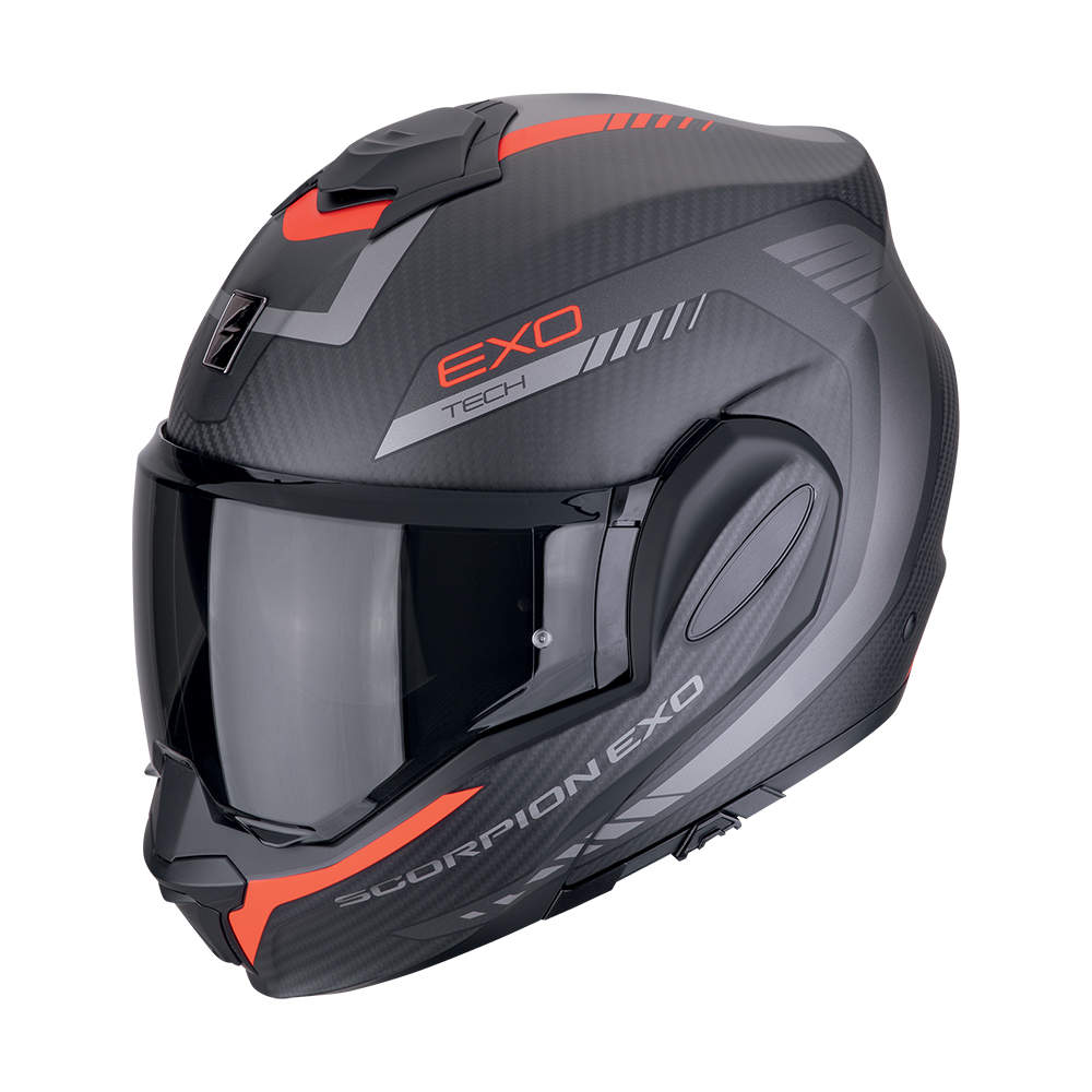 Casco Scorpion Exo-Tech Evo Carbon Cosy Mate Negro-Rojo