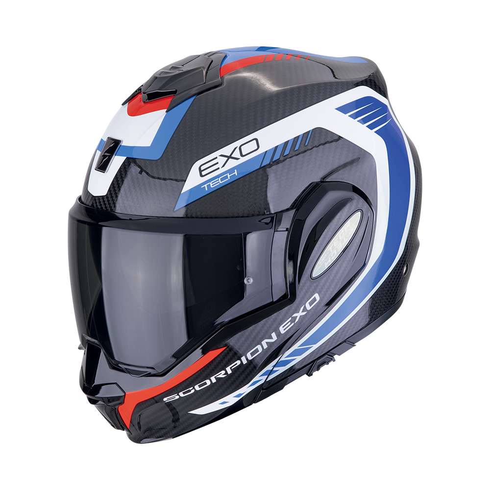 Casco Scorpion Exo-Tech Evo Carbon Cosy Negro-Azul-Rojo