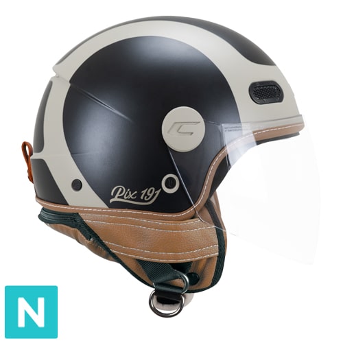 [191G-ALA-11] Casco Jet CGM 191G PIX Sprint Beige Negro Mate Larga