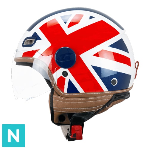 Casco Jet CGM 191K PIX UK Blanco Azul Rojo Perfilada