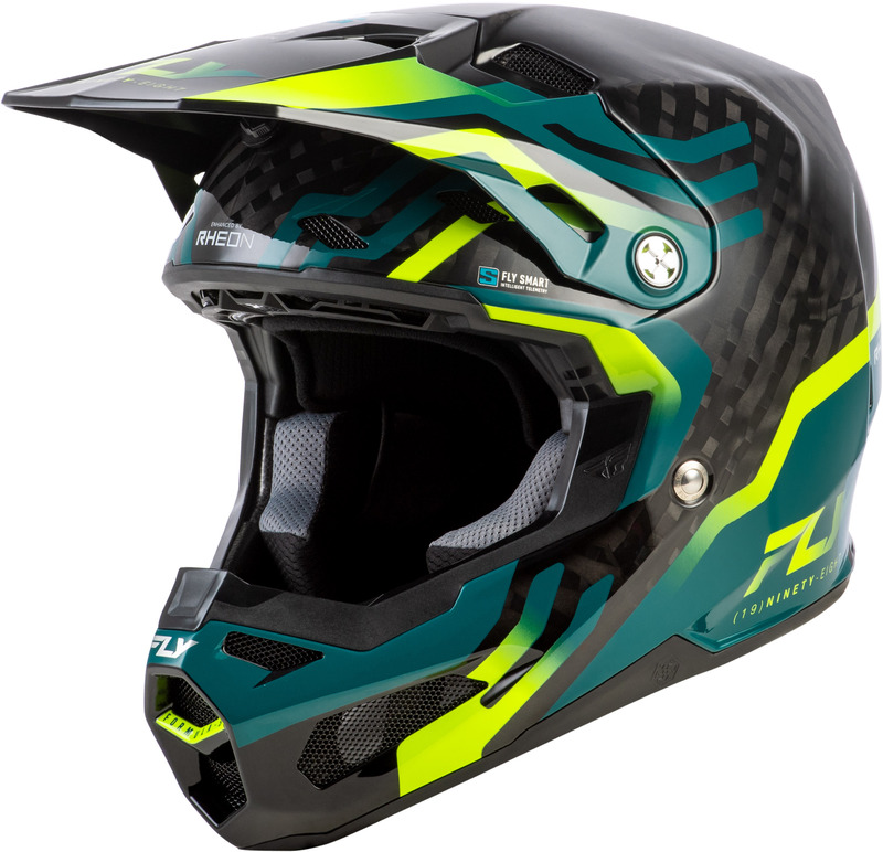 [73-4453X] FLY RACING Casco FLY RACING Formula S Carbon Byte - Black Carbon/Teal/Lime - XL Amarillo flúor & Azul & Negro & Verde