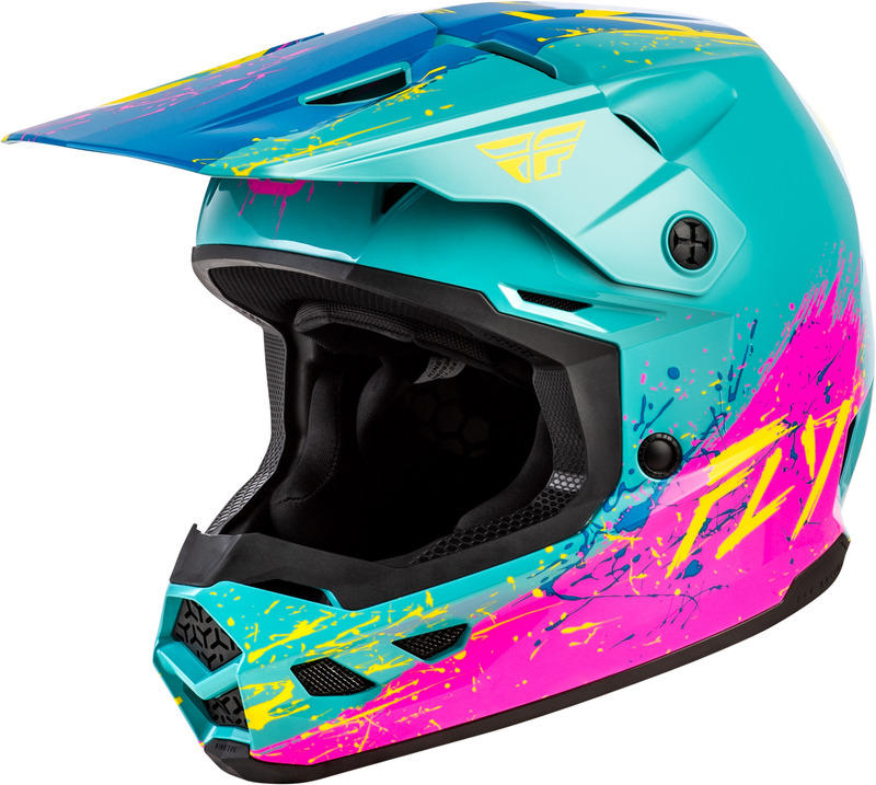 FLY RACING Casco infantil FLY RACING Kinetic Drip - turquesa/rosa/amarillo - YS Amarillo & Azul & Rosa & Azul