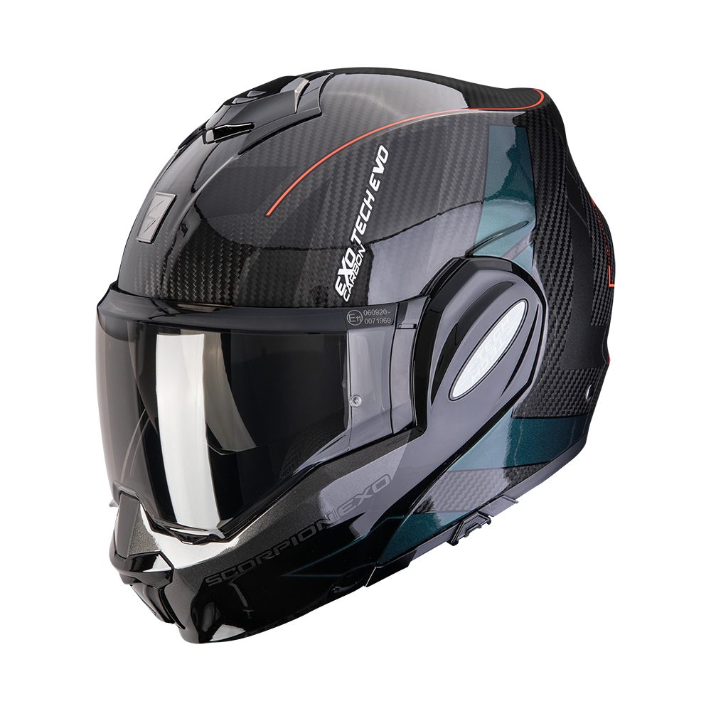 Casco Scorpion Exo-Tech Evo Carbon Cad Negro-Verde