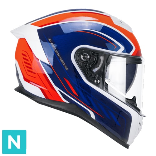 Casco Integral CGM 361S Avent Fibra Race Blanco Azul Rojo Flúor
