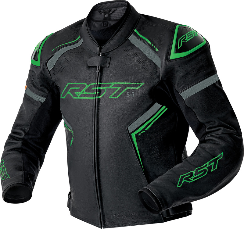 Chaqueta de Piel RST S1 D3o - Negro/Verde Neón