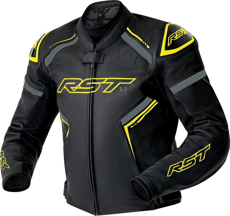 [103605F.YEL-40] Chaqueta de Piel RST S1 D3o - Negro/Amarillo Neón (40)