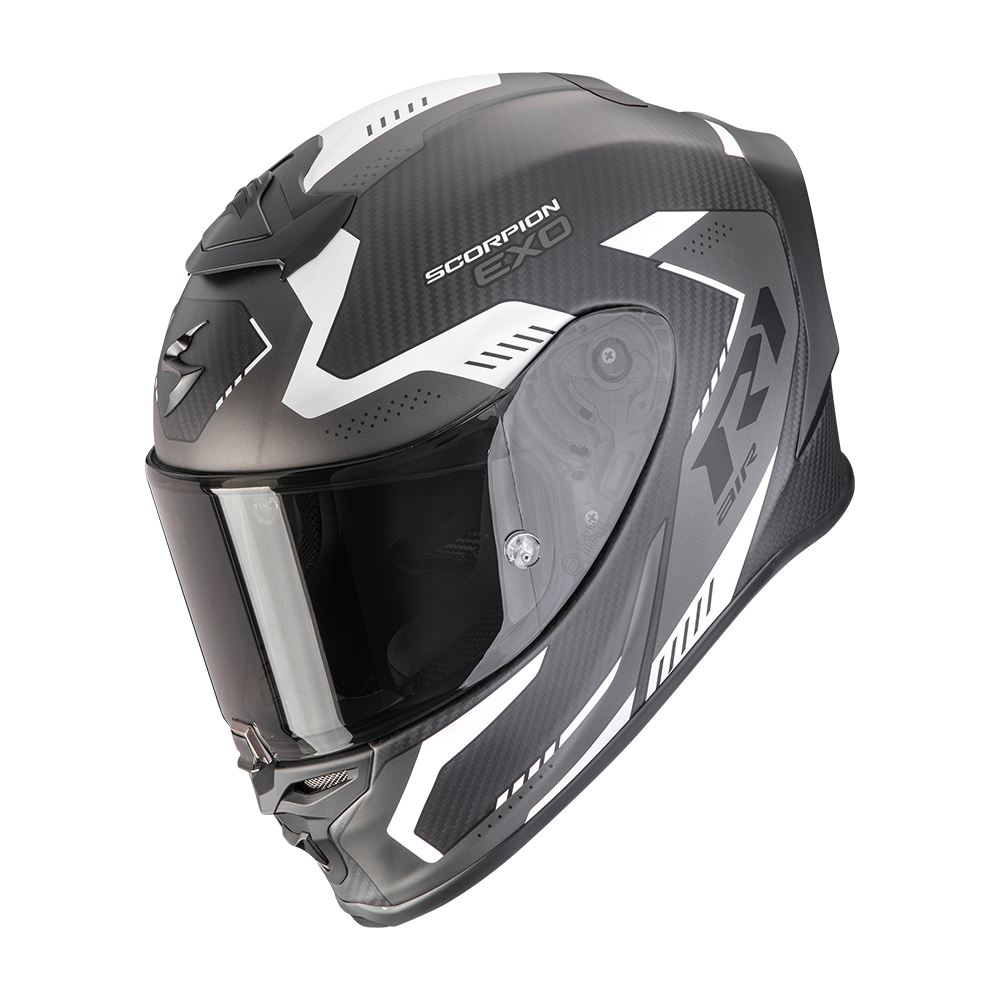 [110-535-159-02] Casco Scorpion Exo-R1 Evo Carbon Air Propel Mate Negro-Plata (XS)