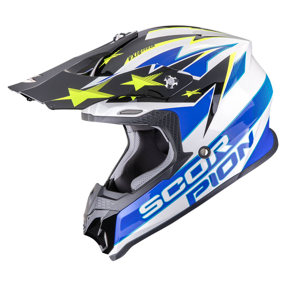 [146-017-375-02] Casco Scorpion Vx-16 Evo Air Patriot Blanco-Azul-Amarillo (XS)