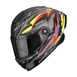 Casco Scorpion Exo-Race Air Move On Mate Negro Rojo Amarillo