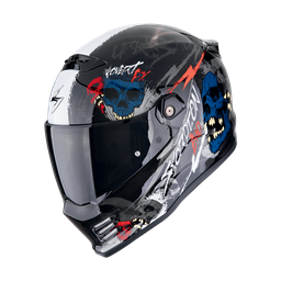 Casco Scorpion Covert Fx Skullz Negro-Gris-Rojo