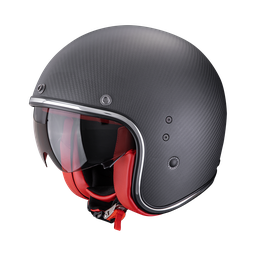 Casco Scorpion Belfast Evo Carbon Liso Mate Negro-Rojo