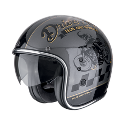 Casco Scorpion Belfast Evo Drive Fast Plata-Negro-Oro