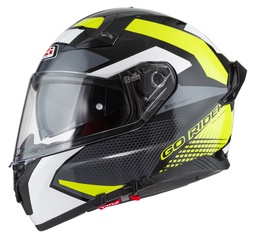 Casco Integral NZI Go Rider Stream Duo Quadri Negro Gris Amarillo