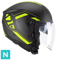 Casco Jet CGM 126G IPE City Negro Amarillo Flúor Mate